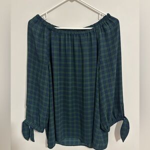 Women’s Talbots XL(p) Holiday Tartan Blouse green and black new w/o tags.
